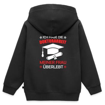 Promotion der Ehefrau überlebt Doktor - Kinder Premium Organic Zip Hoodie - Schwarz - Hinten - AI Model Kid Male (0cm)