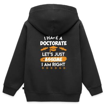Doktor 2022 Ich habe einen Doktortitel Promotion - Kinder Premium Organic Zip Hoodie - Schwarz - Hinten - AI Model Kid Male (0cm)