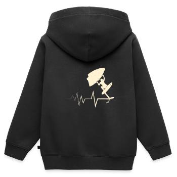 Wing Surf Heartbeat Wing Foiler Heart Wing Foil - Sweat Premium à capuche zippé enfant bio - noir - Dos - AI Model Kid Male (0cm)