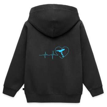 Wing Surf Herzschlag Wing Foiler Herz Wing Foil - Kinder Premium Organic Zip Hoodie - Schwarz - Hinten - AI Model Kid Male (0cm)