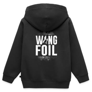 Wing Foil WIng Surf - Kinder Premium Organic Zip Hoodie - Schwarz - Hinten - AI Model Kid Male (0cm)