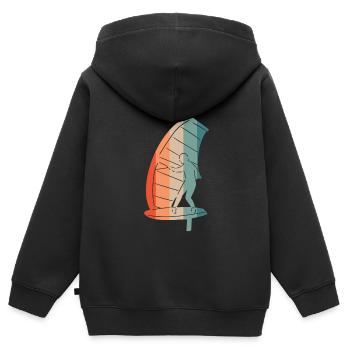 Wing Surf Wing Foil - Kinder Premium Organic Zip Hoodie - Schwarz - Hinten - AI Model Kid Male (0cm)