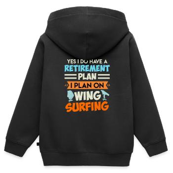 Plan de retraite Wing Surfing Wing Foil Wing Foil - Sweat Premium à capuche zippé enfant bio - noir - Dos - AI Model Kid Male (0cm)