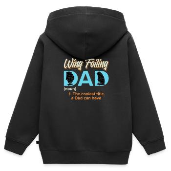 Wing Foiling Dad Wing Surf Wing Foil - Kinder Premium Organic Zip Hoodie - Schwarz - Hinten - AI Model Kid Male (0cm)