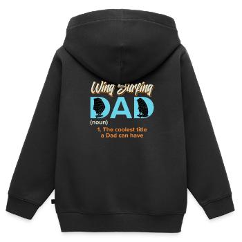 Wing Foiling Dad Wing Surf Wing Foil - Kinder Premium Organic Zip Hoodie - Schwarz - Hinten - AI Model Kid Male (0cm)