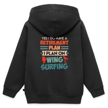 Plan de retraite Wing Surfing Wing Foil Wing Foil - Sweat Premium à capuche zippé enfant bio - noir - Dos - AI Model Kid Male (0cm)
