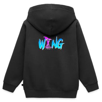 Wing Foiling Wing Surf Wing Foil Wingfoil - Kinder Premium Organic Zip Hoodie - Schwarz - Hinten - AI Model Kid Male (0cm)