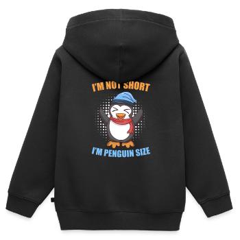 Pas seulement petite taille de pingouin Taille de pingouin - Sweat Premium à capuche zippé enfant bio - noir - Dos - AI Model Kid Male (0cm)