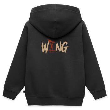 Wing Foiling Wing Surf Wing Foil Wingfoil - Kinder Premium Organic Zip Hoodie - Schwarz - Hinten - AI Model Kid Male (0cm)