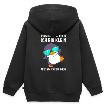 Pinguine sind klein ich bin klein kleiner Freund - Kinder Premium Organic Zip Hoodie - Schwarz - Hinten - AI Model Kid Male (0cm)