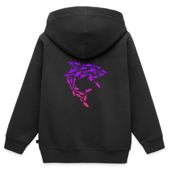 Essaim de requins Sauvez les requins - Sweat Premium à capuche zippé enfant bio - noir - Dos - AI Model Kid Male (0cm)