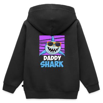Papa Requin Papa Hai Père - Sweat Premium à capuche zippé enfant bio - noir - Dos - AI Model Kid Male (0cm)