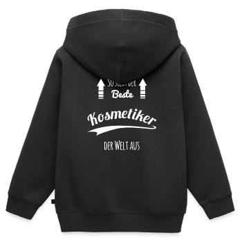 Kosmetiker - Kinder Premium Organic Zip Hoodie - Schwarz - Hinten - AI Model Kid Male (0cm)