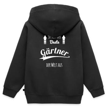 Gärtner - Kinder Premium Organic Zip Hoodie - Schwarz - Hinten - AI Model Kid Male (0cm)