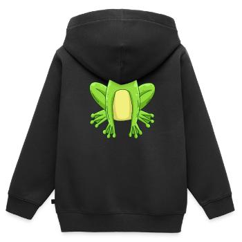 Frosch Kostüm Karneval Fasching Frosch - Kinder Premium Organic Zip Hoodie - Schwarz - Hinten - AI Model Kid Male (0cm)