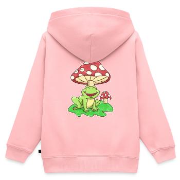 Frosch und Fliegenpilz Cottagecore Aesthetic - Kinder Premium Organic Zip Hoodie - Rosa - Hinten - AI Model Kid Female (0cm)