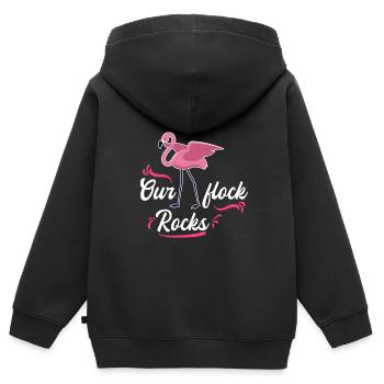 Our flock rocks Pink Flamingo Feiern - Kinder Premium Organic Zip Hoodie - Schwarz - Hinten - AI Model Kid Male (0cm)