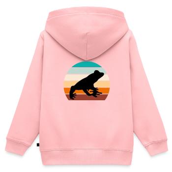 Retro Frosch Vintage Kröte Froschlurch - Kinder Premium Organic Zip Hoodie - Rosa - Hinten - AI Model Kid Female (0cm)