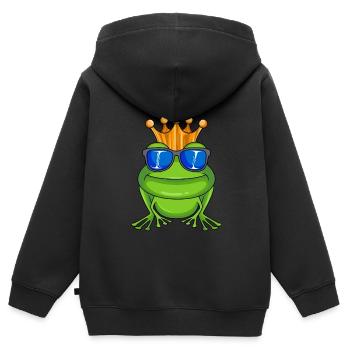 Frog with crown and sunglasses King - Kids Premium Organic Zip-up Hoodie - black - Back - AI Model Kid Male (0cm)