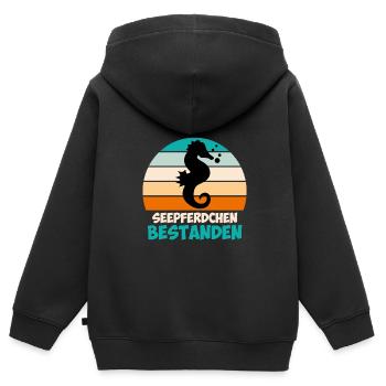 Seepferdchen Abzeichen - Kinder Premium Organic Zip Hoodie - Schwarz - Hinten - AI Model Kid Male (0cm)