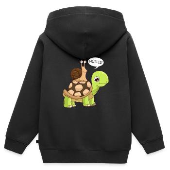 Sarkasmus Geschwindigkeit Wheee! Schnecke - Kinder Premium Organic Zip Hoodie - Schwarz - Hinten - AI Model Kid Male (0cm)