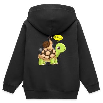 Sarkasmus Geschwindigkeit Wheee! Schnecke - Kinder Premium Organic Zip Hoodie - Schwarz - Hinten - AI Model Kid Male (0cm)