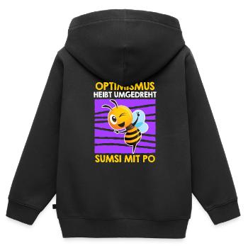 L’optimisme inversé signifie Sumsi avec les fesses - Sweat Premium à capuche zippé enfant bio - noir - Dos - AI Model Kid Male (0cm)
