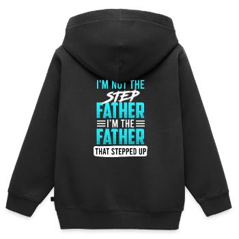 Beau-père disant Bonus Papa Bonus Père - Sweat Premium à capuche zippé enfant bio - noir - Dos - AI Model Kid Male (0cm)