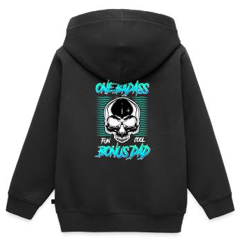 Bonus Papa Beau-père - Sweat Premium à capuche zippé enfant bio - noir - Dos - AI Model Kid Male (0cm)