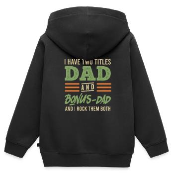 Papa et Papa Bonus Beau-Père - Sweat Premium à capuche zippé enfant bio - noir - Dos - AI Model Kid Male (0cm)