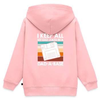 Gardez mes blagues dans un Papa Witze de papa - Sweat Premium à capuche zippé enfant bio - rose - Dos - AI Model Kid Female (0cm)