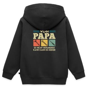 Heimwerker Papa Bastler Papa Vatertag - Kinder Premium Organic Zip Hoodie - Schwarz - Hinten - AI Model Kid Male (0cm)