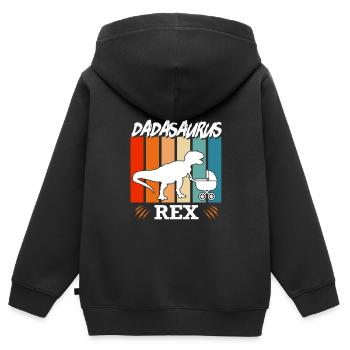 Dadasaurus Rex Vater Papa werdender Papa - Kinder Premium Organic Zip Hoodie - Schwarz - Hinten - AI Model Kid Male (0cm)