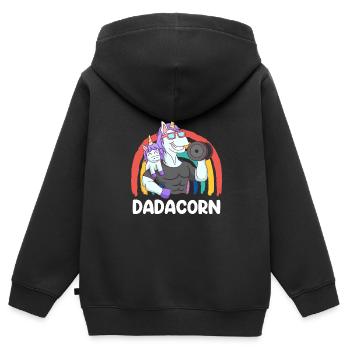 Papa Tochter werdender Papa Bodybuilder Dadacorn - Kinder Premium Organic Zip Hoodie - Schwarz - Hinten - AI Model Kid Male (0cm)