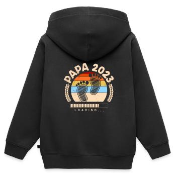 Papa 2023 loading Werdender Papa - Kinder Premium Organic Zip Hoodie - Schwarz - Hinten - AI Model Kid Male (0cm)
