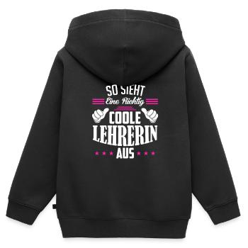 So sieht eine richtig coole Lehrerin aus Lehrerin - Kinder Premium Organic Zip Hoodie - Schwarz - Hinten - AI Model Kid Male (0cm)