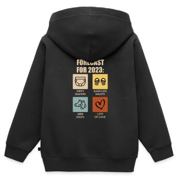 Prédiction 2023 pour les futurs parents 2023 - Sweat Premium à capuche zippé enfant bio - noir - Dos - AI Model Kid Male (0cm)