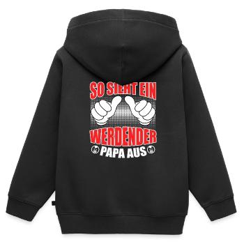 So sieht ein werdender Papa aus werdender Vater - Kinder Premium Organic Zip Hoodie - Schwarz - Hinten - AI Model Kid Male (0cm)