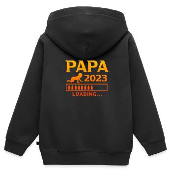 Papa 2023 laoding werdender Papa - Kinder Premium Organic Zip Hoodie - Schwarz - Hinten - AI Model Kid Male (0cm)