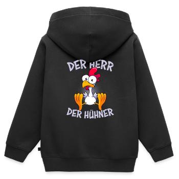 Der Herr der Hühner Geflügel Landwirt Hühner - Kinder Premium Organic Zip Hoodie - Schwarz - Hinten - AI Model Kid Male (0cm)
