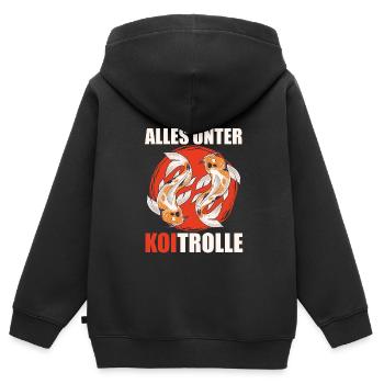 Alles unter Koitroller Koi Teich Fischteich - Kinder Premium Organic Zip Hoodie - Schwarz - Hinten - AI Model Kid Male (0cm)