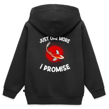 Nur noch einen Koi ich verspreche es Koiteich Koi - Kinder Premium Organic Zip Hoodie - Schwarz - Hinten - AI Model Kid Male (0cm)
