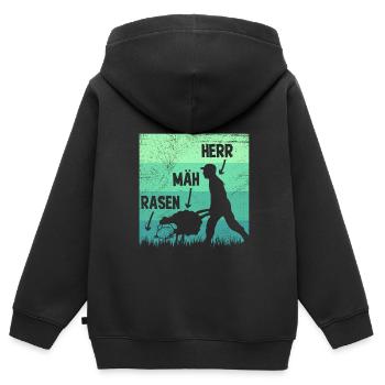 Rasen Mäh Herr Rasenmäher Rasen mähen Garten - Kinder Premium Organic Zip Hoodie - Schwarz - Hinten - AI Model Kid Male (0cm)