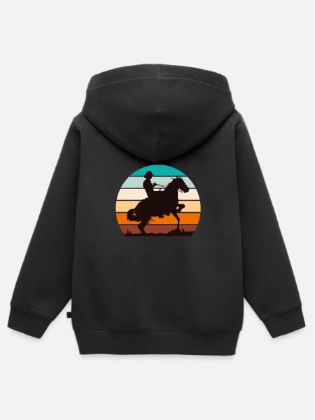 Western Cowboy Reiter Pferde - Kinder Premium Organic Zip Hoodie - Schwarz