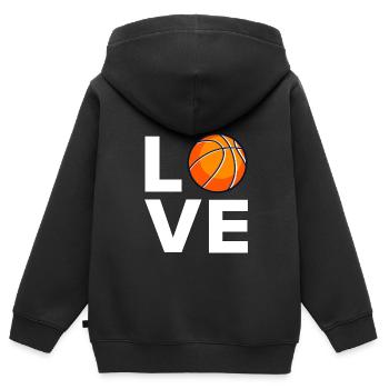 Basketball Liebe Basketballer - Kinder Premium Organic Zip Hoodie - Schwarz - Hinten - AI Model Kid Male (0cm)