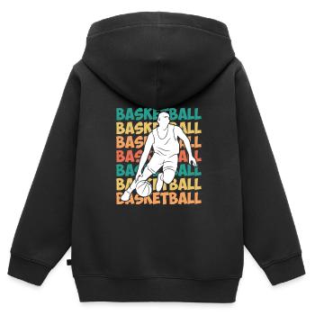 Basketball Vintage Basketballer - Kinder Premium Organic Zip Hoodie - Schwarz - Hinten - AI Model Kid Male (0cm)
