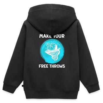 Mach deine Freiwürfe Basketball - Kinder Premium Organic Zip Hoodie - Schwarz - Hinten - AI Model Kid Male (0cm)