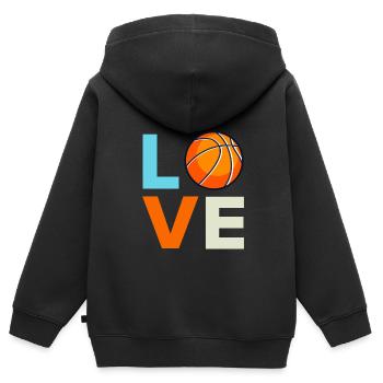 Basketball Liebe Basketballer - Kinder Premium Organic Zip Hoodie - Schwarz - Hinten - AI Model Kid Male (0cm)