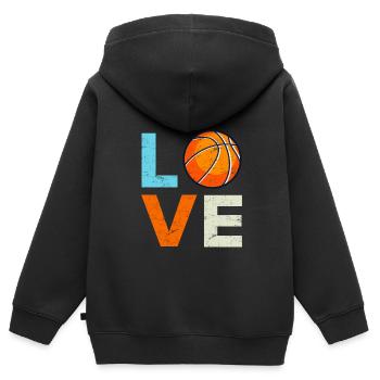 Basketball Liebe Basketballer - Kinder Premium Organic Zip Hoodie - Schwarz - Hinten - AI Model Kid Male (0cm)