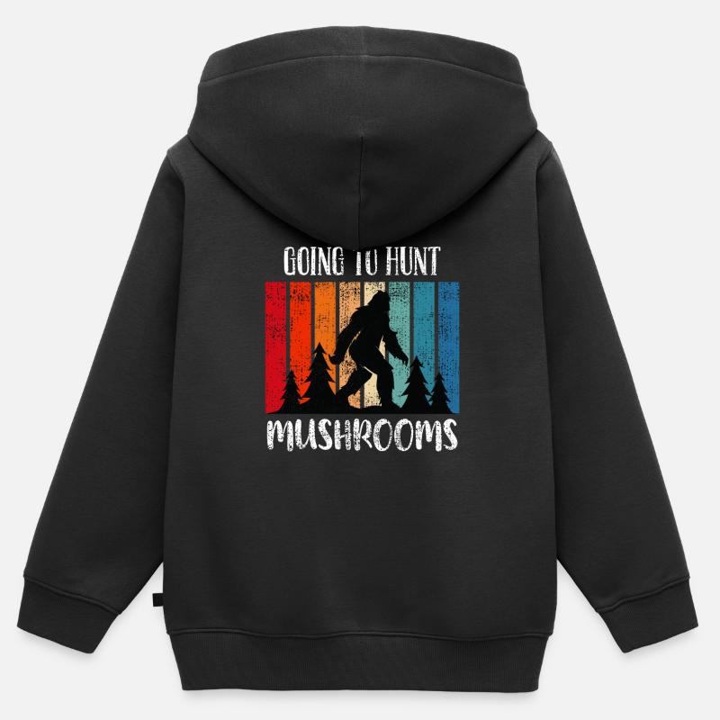 Chasser les champignons Cueilleur de champignons - Sweat Premium à capuche zippé enfant bio - noir